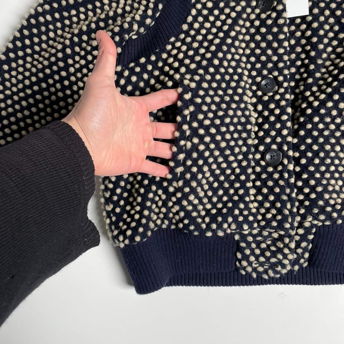 Tsumori chisato 도트 울 블렌드 후드 자켓 상품이미지5