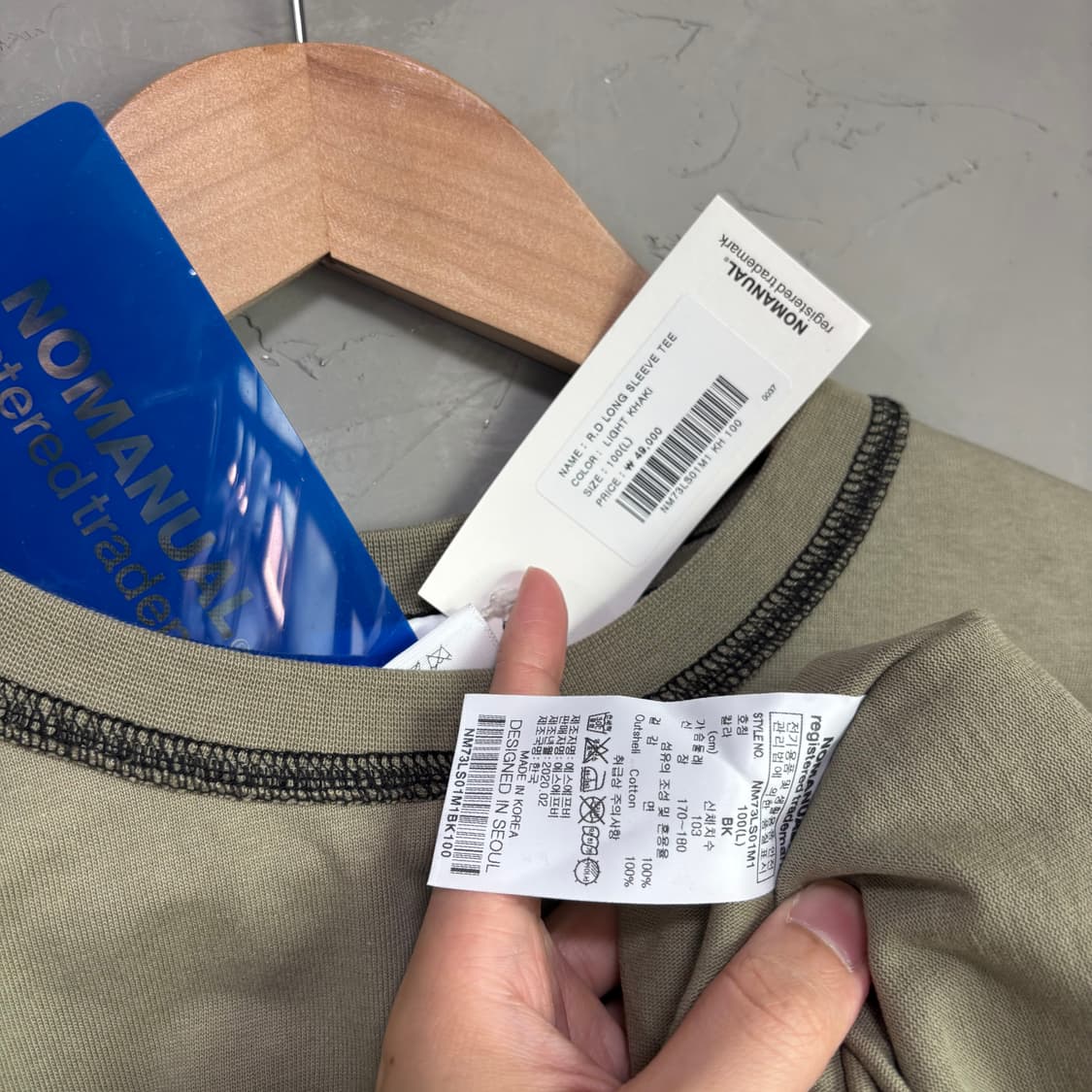 새상품 노메뉴얼 롱슬리브 카키  상품이미지3