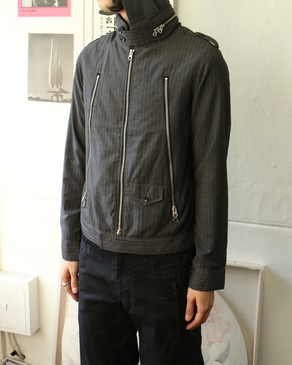 PPFM 핀스트라이프 바이커 자켓 상품이미지3