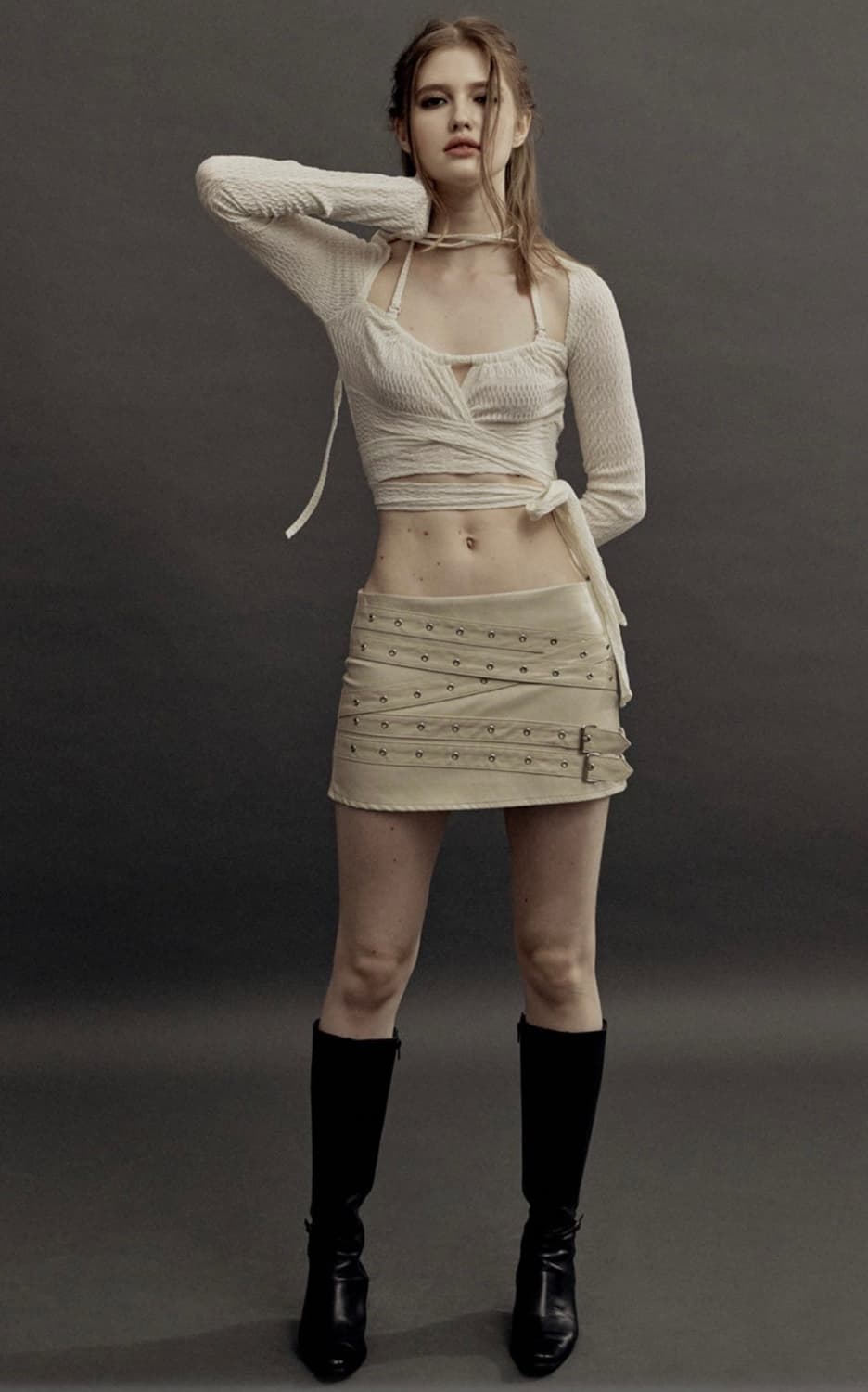 Threetimes D ring halter top Ivory 상품이미지1