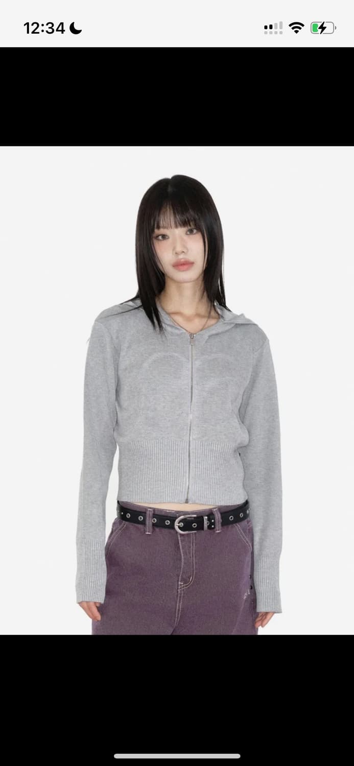 애즈온 PUNCHED KNIT HOOD ZIP-UP / GRAY 상품이미지1