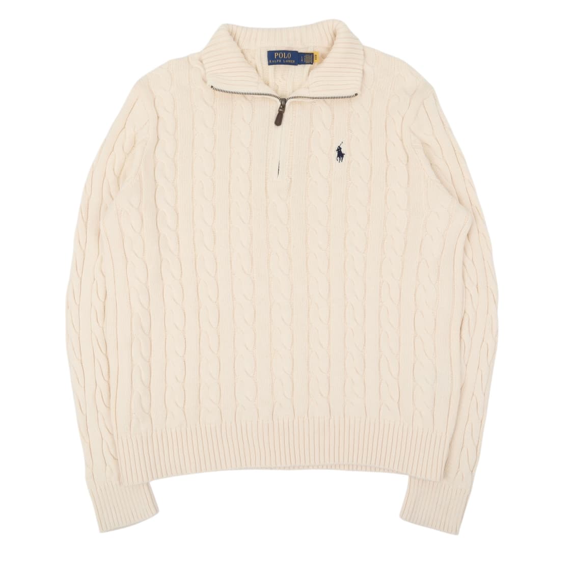 폴로 랄프로렌 QR 아이보리 케이블 하프집업 니트 스웨터 상품이미지1