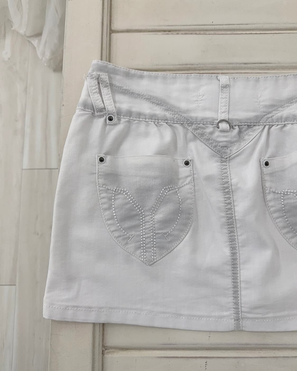 White washed detail mini skirt  상품이미지3