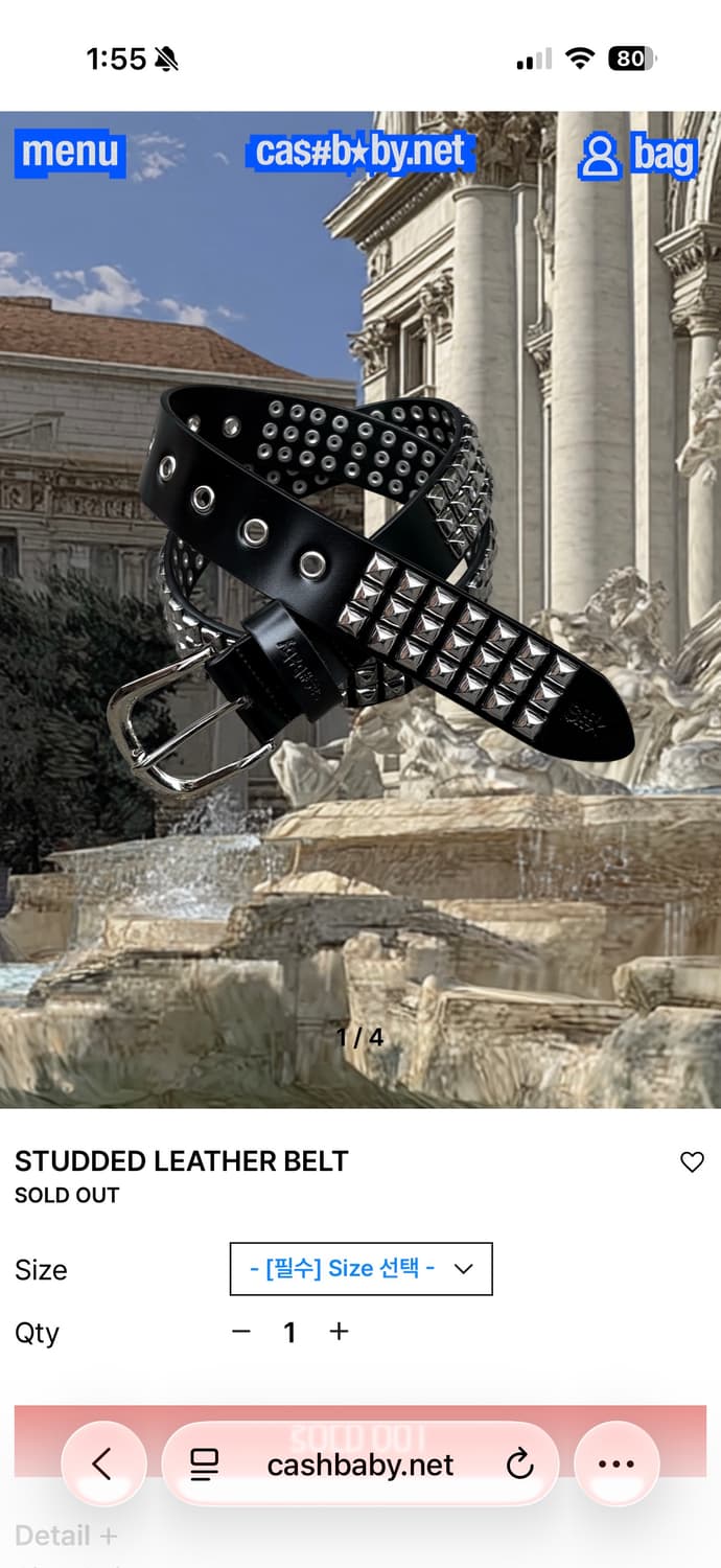 Cashbaby STUDDED LEATHER BELT 상품이미지1