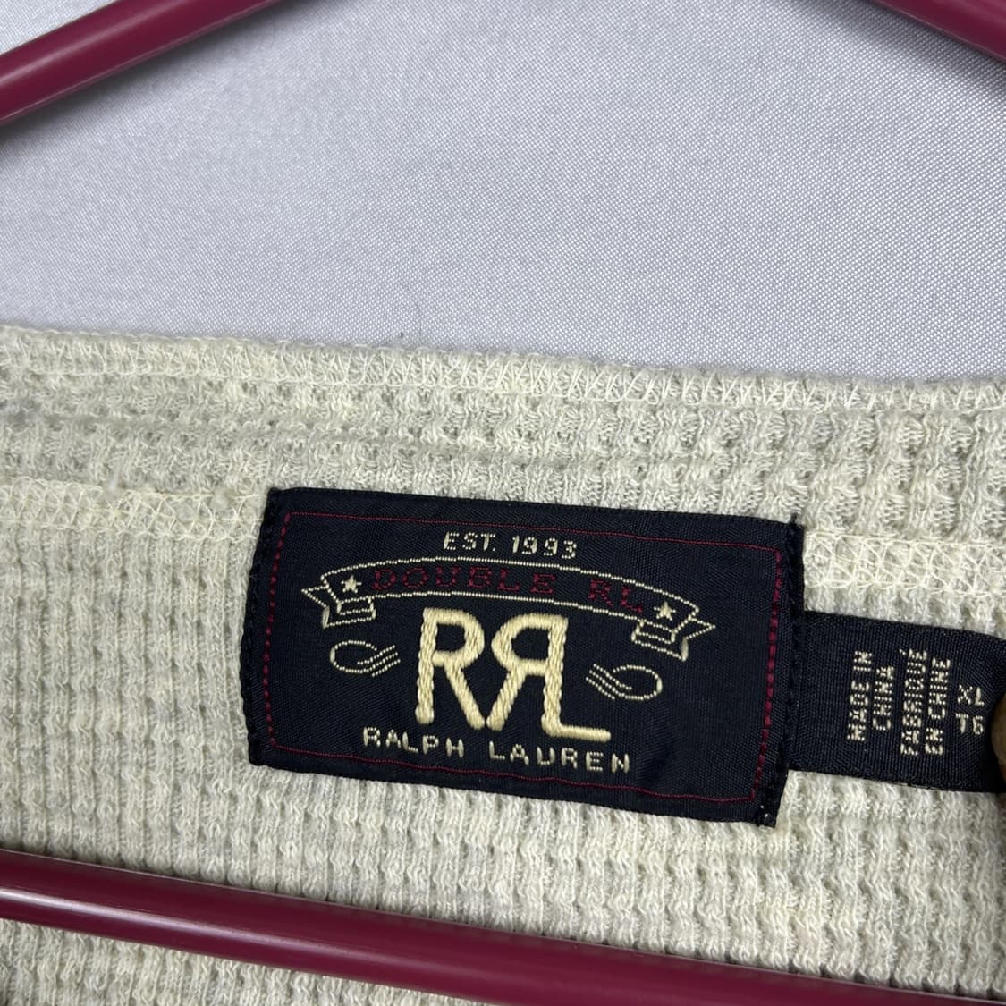 더블 알엘  와플 니트 헨리넥 써멀 셔츠 상품이미지3