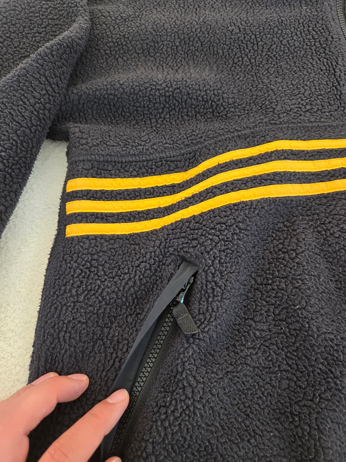 아디다스 삼선 플리스 자켓 블랙/옐로우 XL 상품이미지4