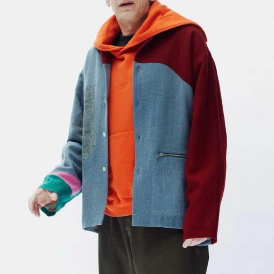 핑거린 컬러 블로킹 아방가르드 울 자켓 상품이미지5