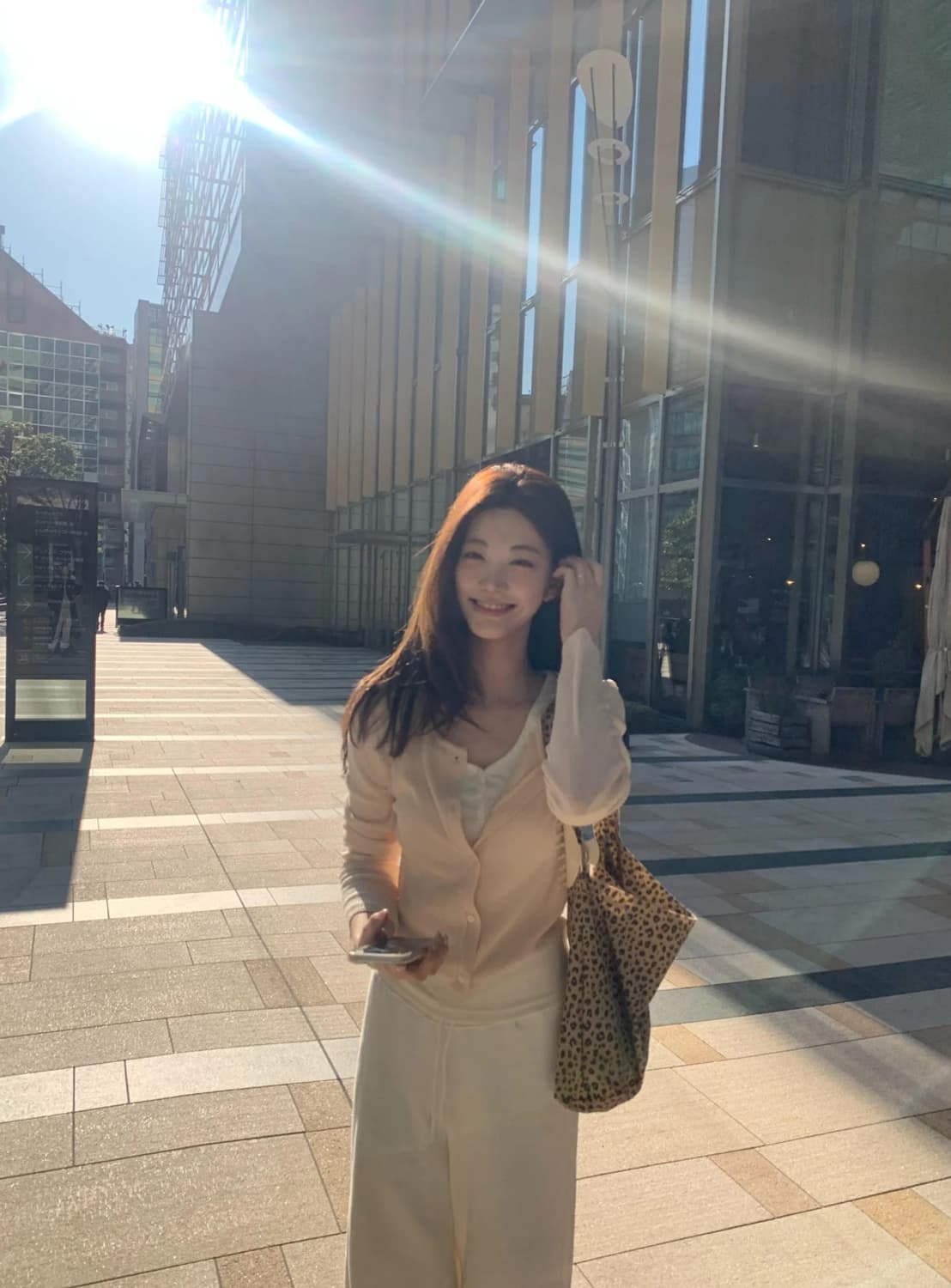 당일배송) 제니오 레오파드 지퍼 에코백 베이지 상품이미지3