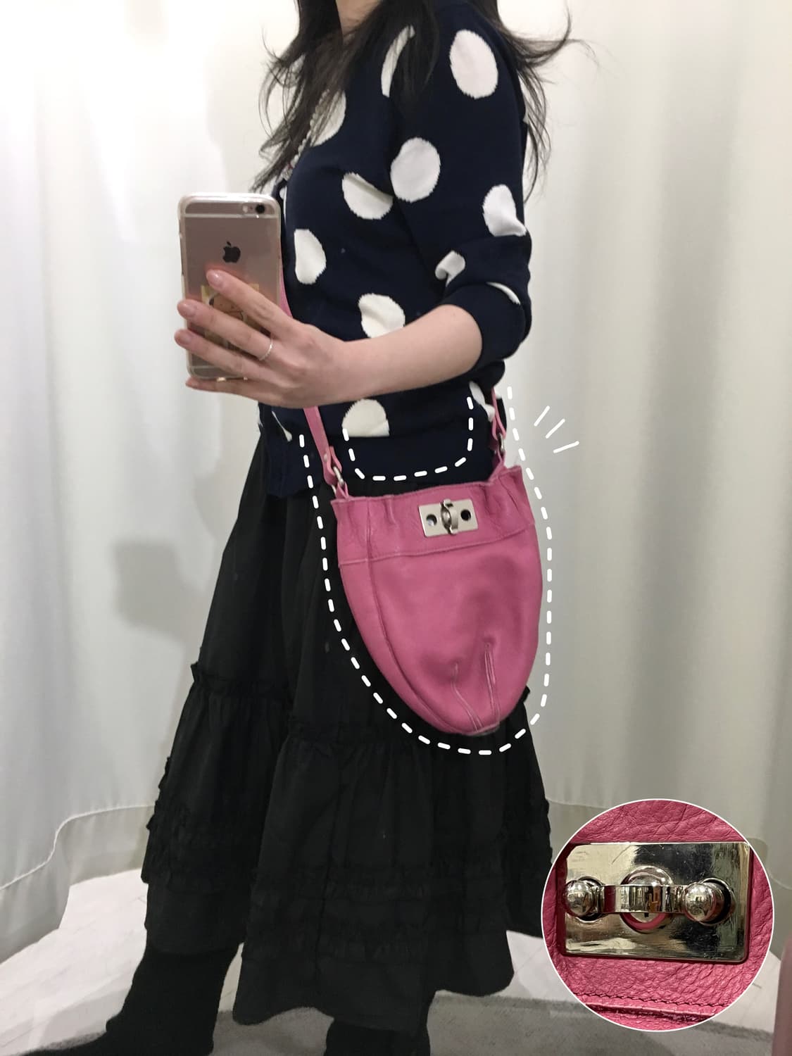 핑크 소가죽 크로스백-국내 상품이미지1