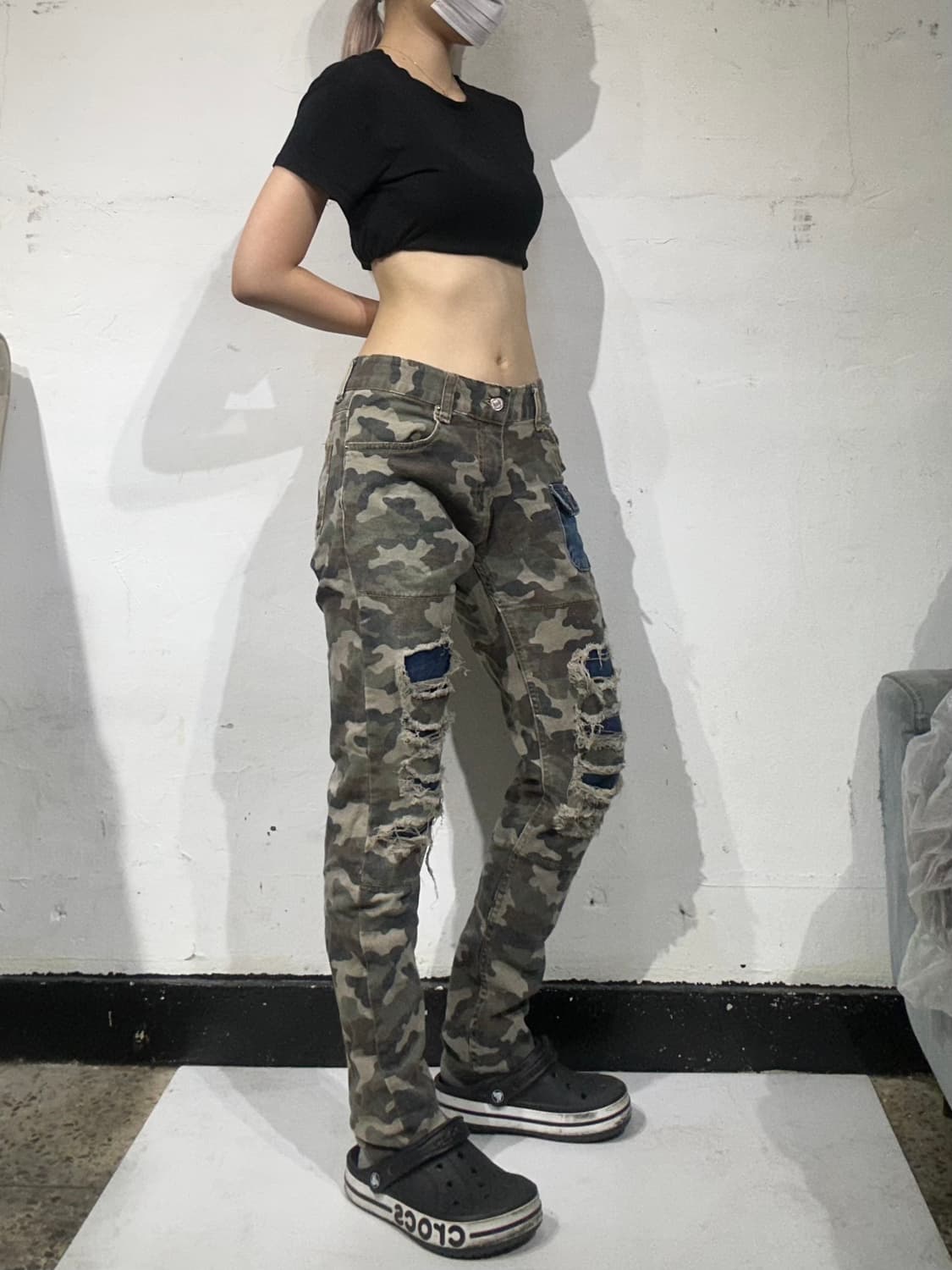 빈티지 카키 카모 밀리터리 카고 팬츠  상품이미지1