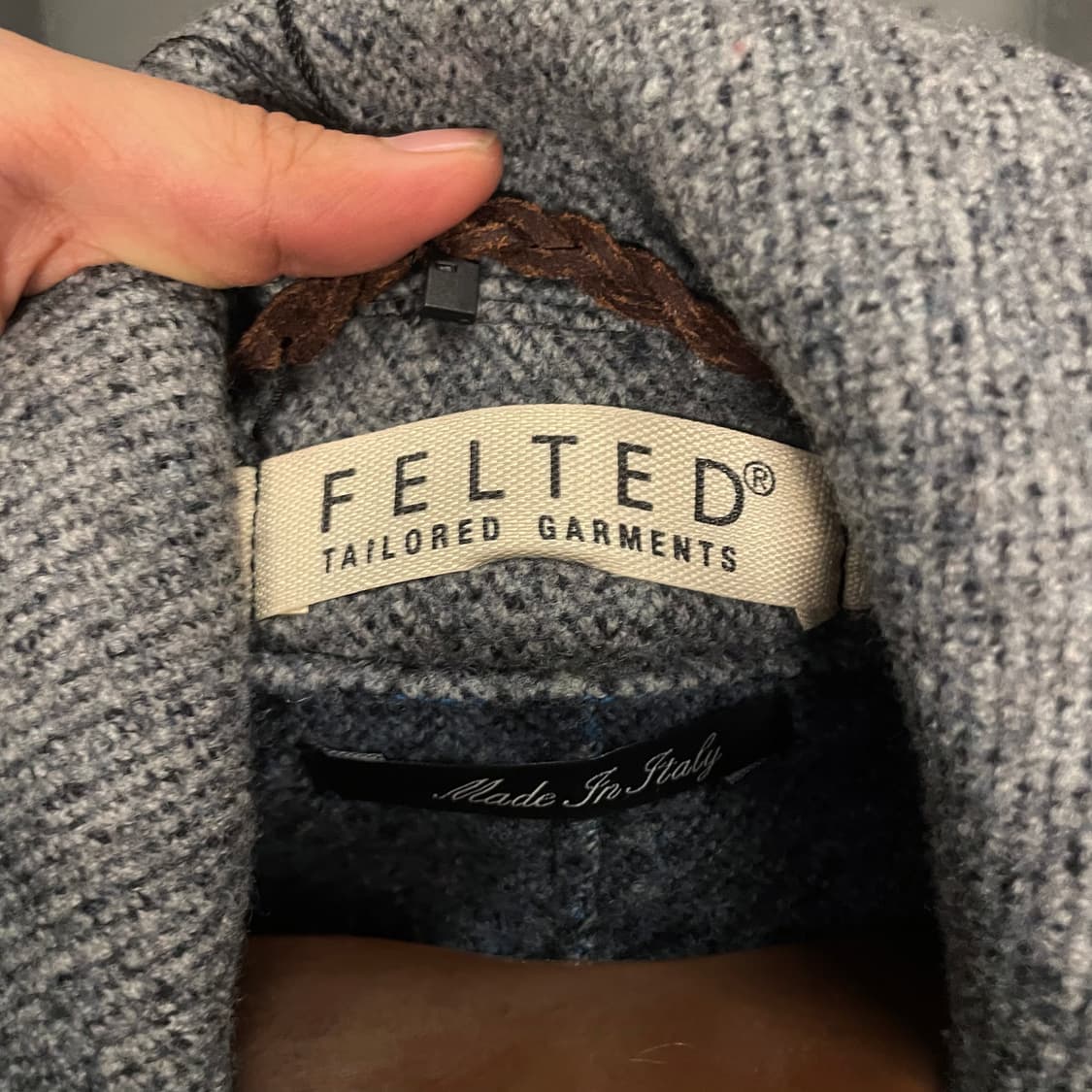 90s FELTED Made in Italy 패턴 울 더플 코트 상품이미지7