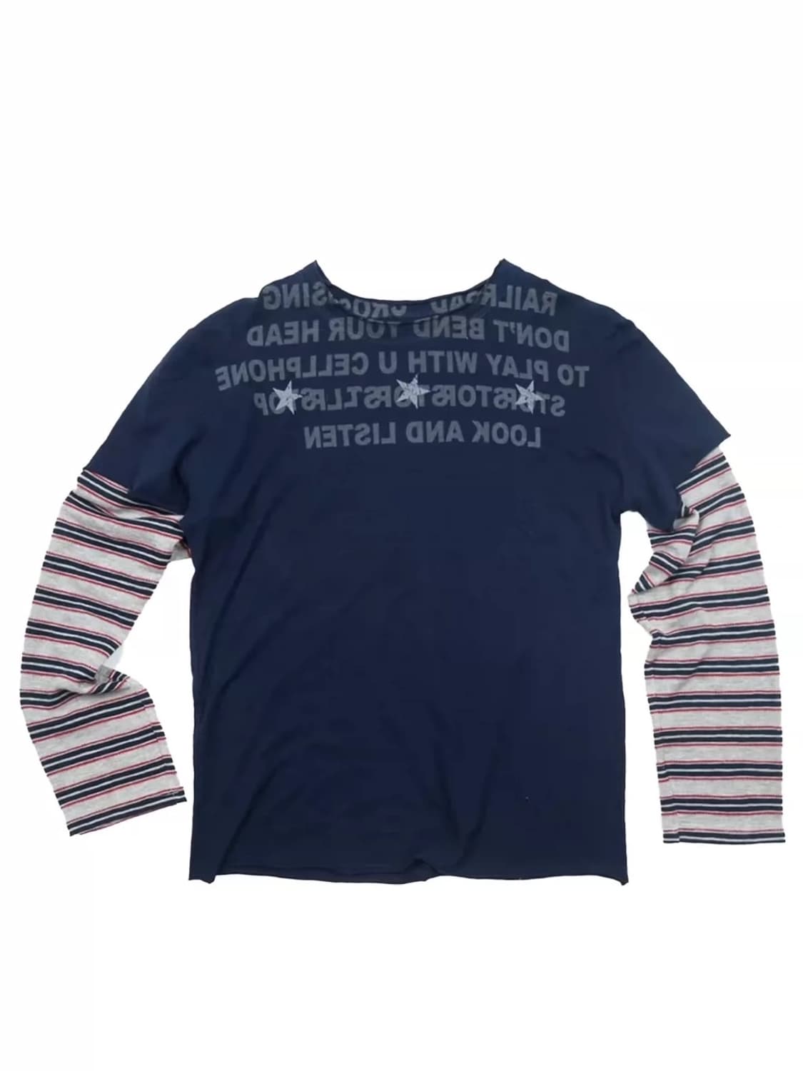 레이어드 스트라이프 롱슬리브 루즈핏 반팔 티셔츠 상품이미지4