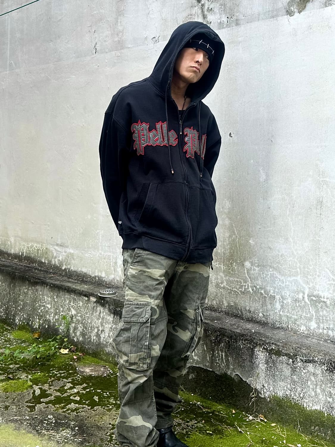 펠레펠레 90‘s 로고 레더패치 헤비스웨트 후드집업 xl 상품이미지2