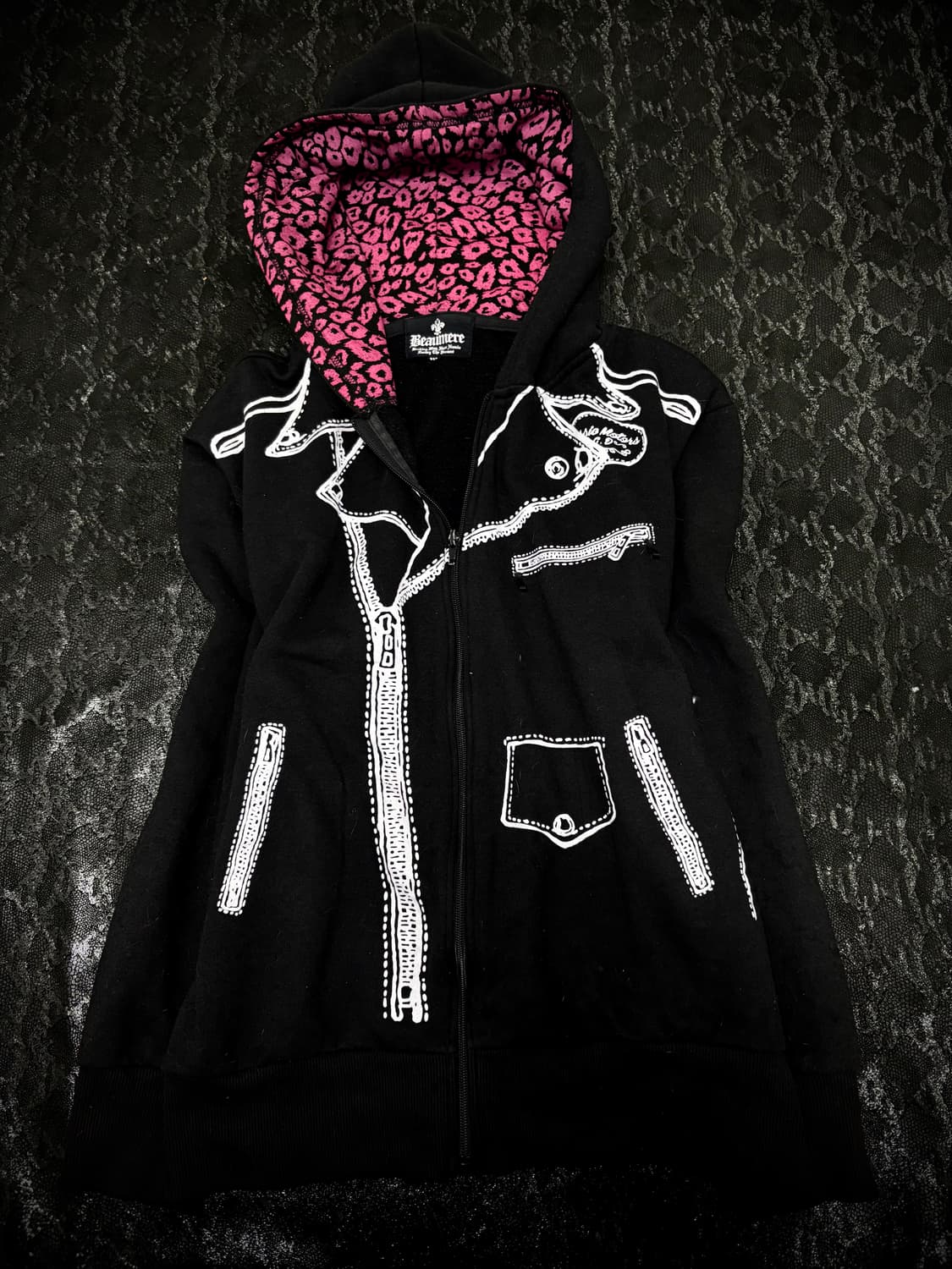 “BEAMERE”00’s Pink Leopard Hoodie zip Up 상품이미지1