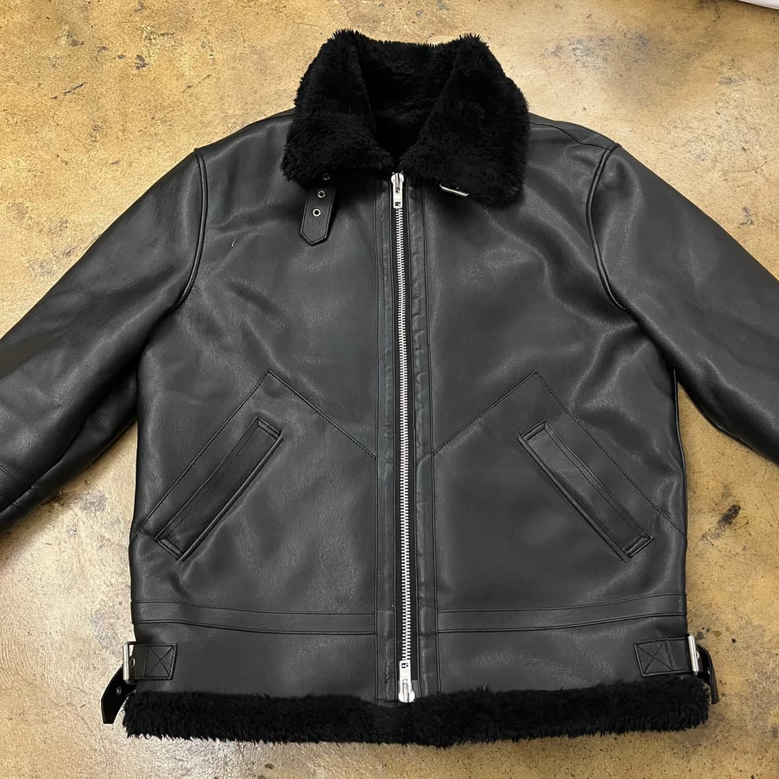 [정품/L] 도프 제이슨 블랙 레더 무스탕 자켓 b18 상품이미지3