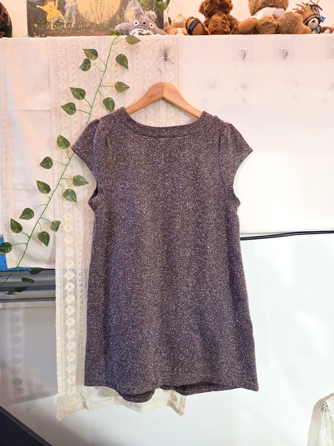 초코브라운 반팔 니트 탑 상품이미지4