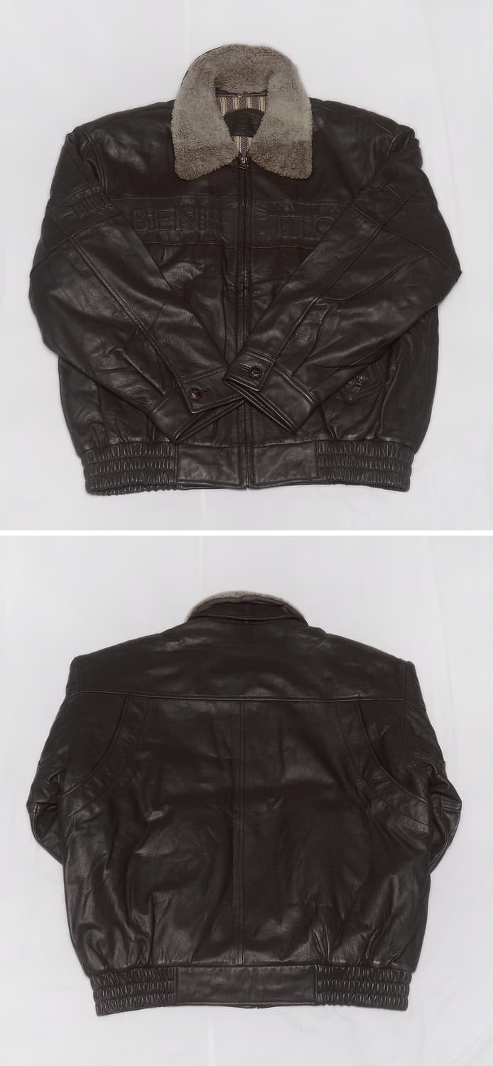 베네통 이태리 블루패밀리 레더 봄버 가죽 항공 자켓 (105+) 상품이미지3