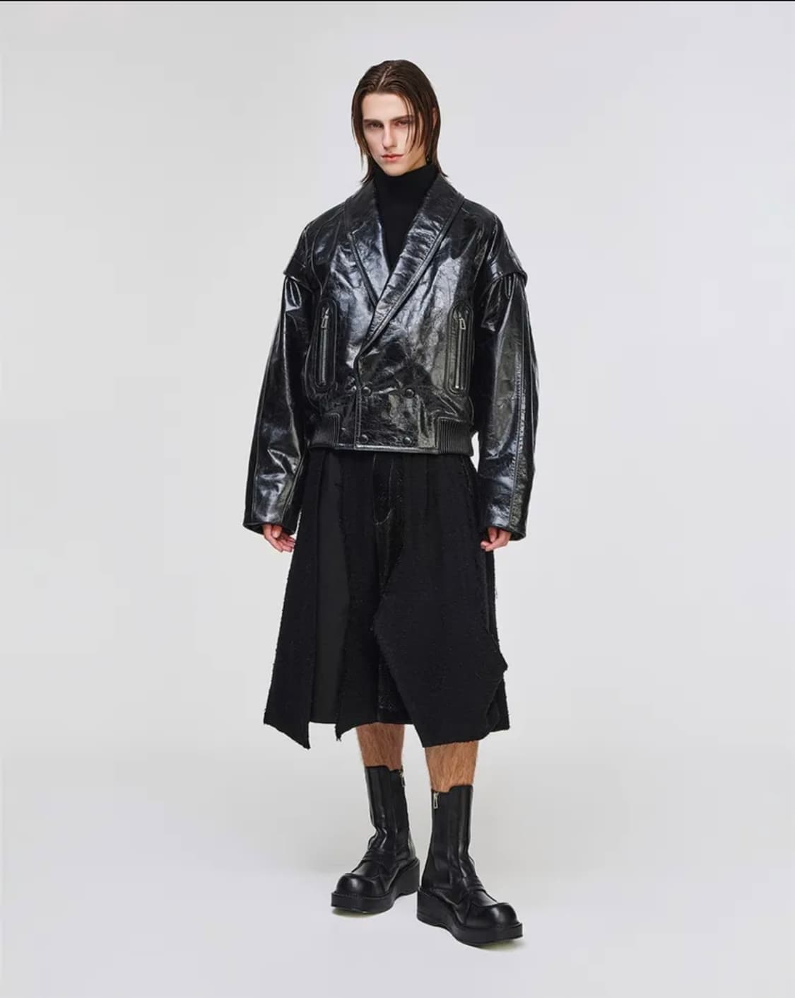 송지오컬렉션 숄카라 레더 자켓48 상품이미지1