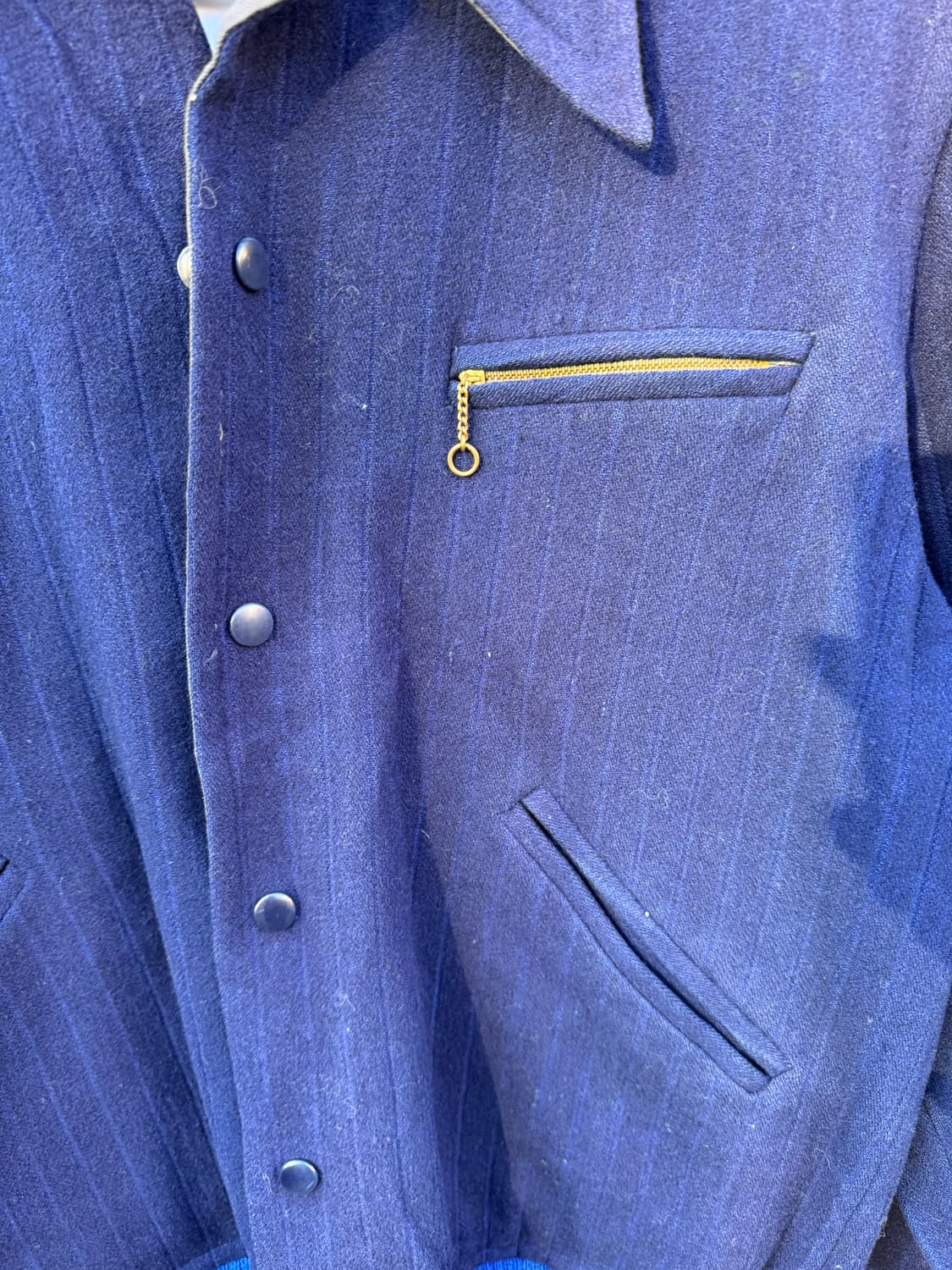 80~90s 빈티지 리버시블 울 코튼 봄버 블루종 워크 자켓 상품이미지5