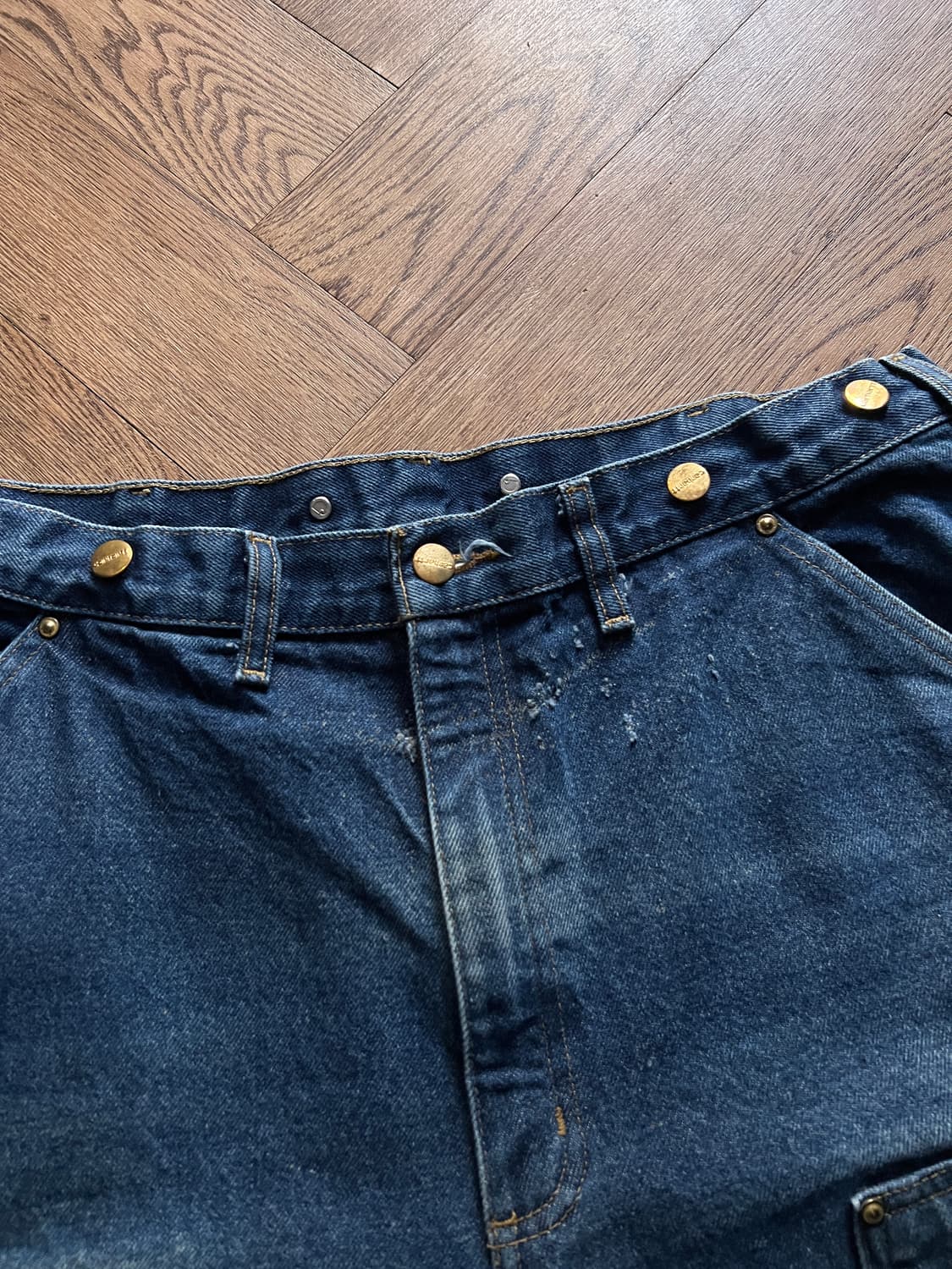 [36]칼하트 USA 빈티지 데미지드 더블니 데님 팬츠 상품이미지4