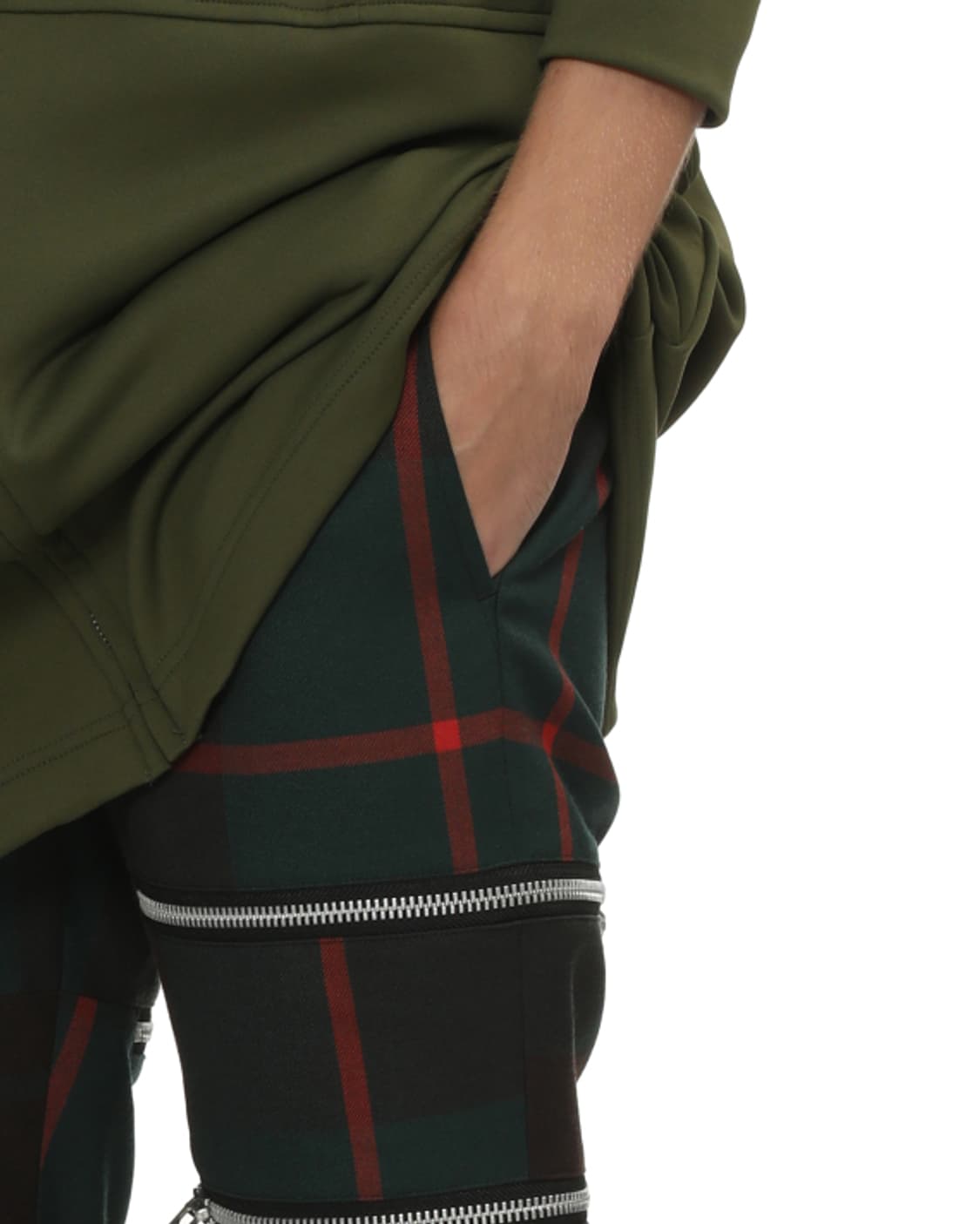 새상품 꼼데가르송옴므플러스 지퍼 디테일 타탄체크 팬츠 S 상품이미지5