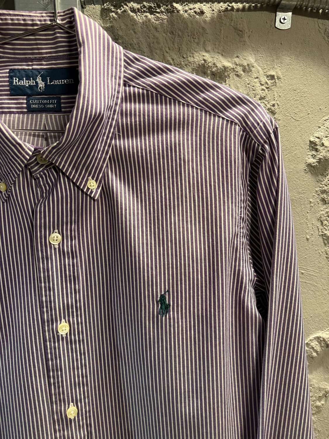 폴로 랄프로렌 POLO 커스텀핏 드레스 셔츠 퍼플 스트라이프 L 상품이미지3