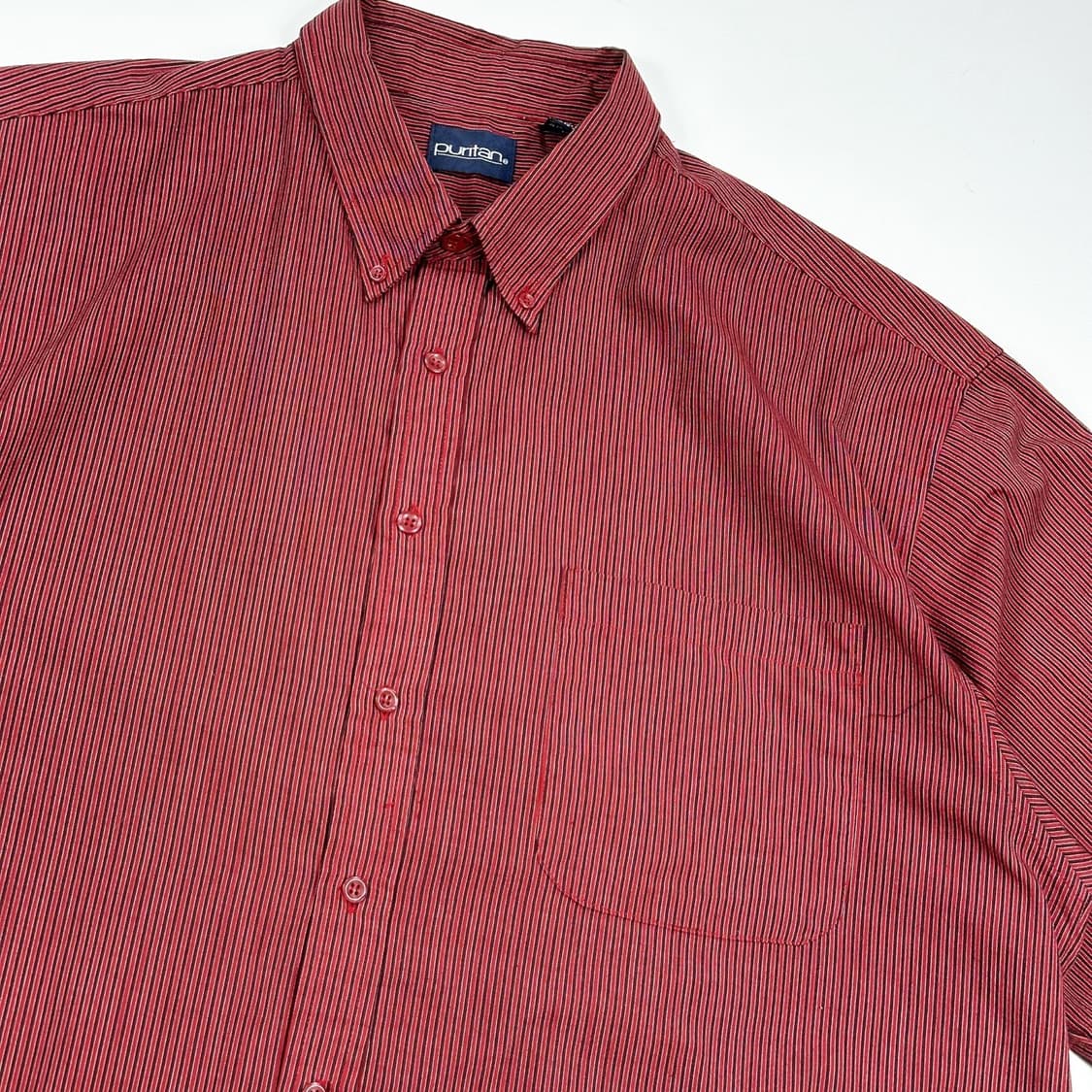 VTG 빈티지 스트라이프 포켓 반팔 셔츠 (XL) 상품이미지3