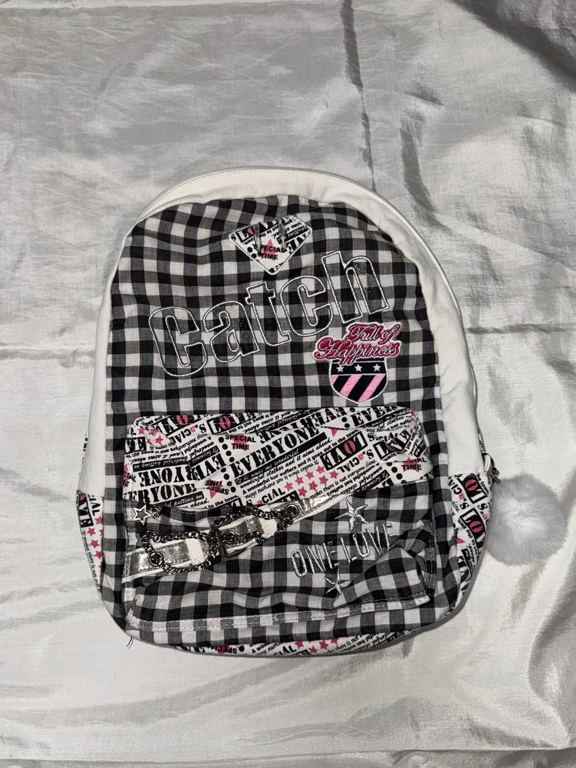 Y2K 니혼진 모리걸 핑크 체크 딸기우유 백팩 히메갸루 상품이미지2