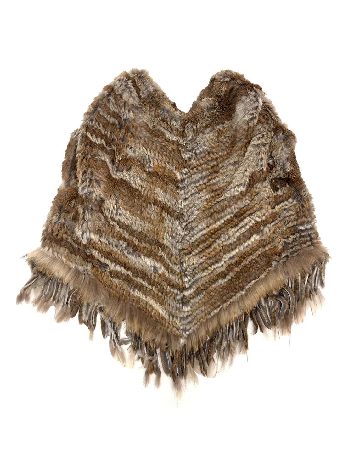 Rabbit  Fur Fringe Pancho Cape/ Os 상품이미지2