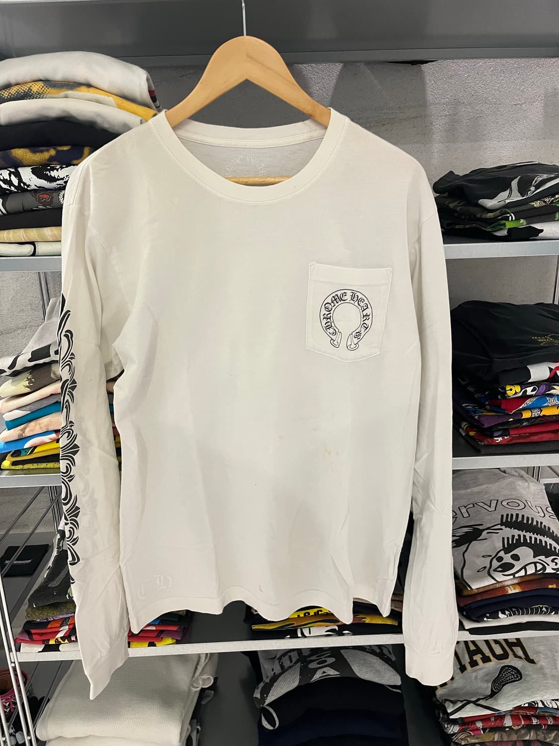 크롬하츠 홀스슈 플로랄 롱슬리브 화이트 L 상품이미지1