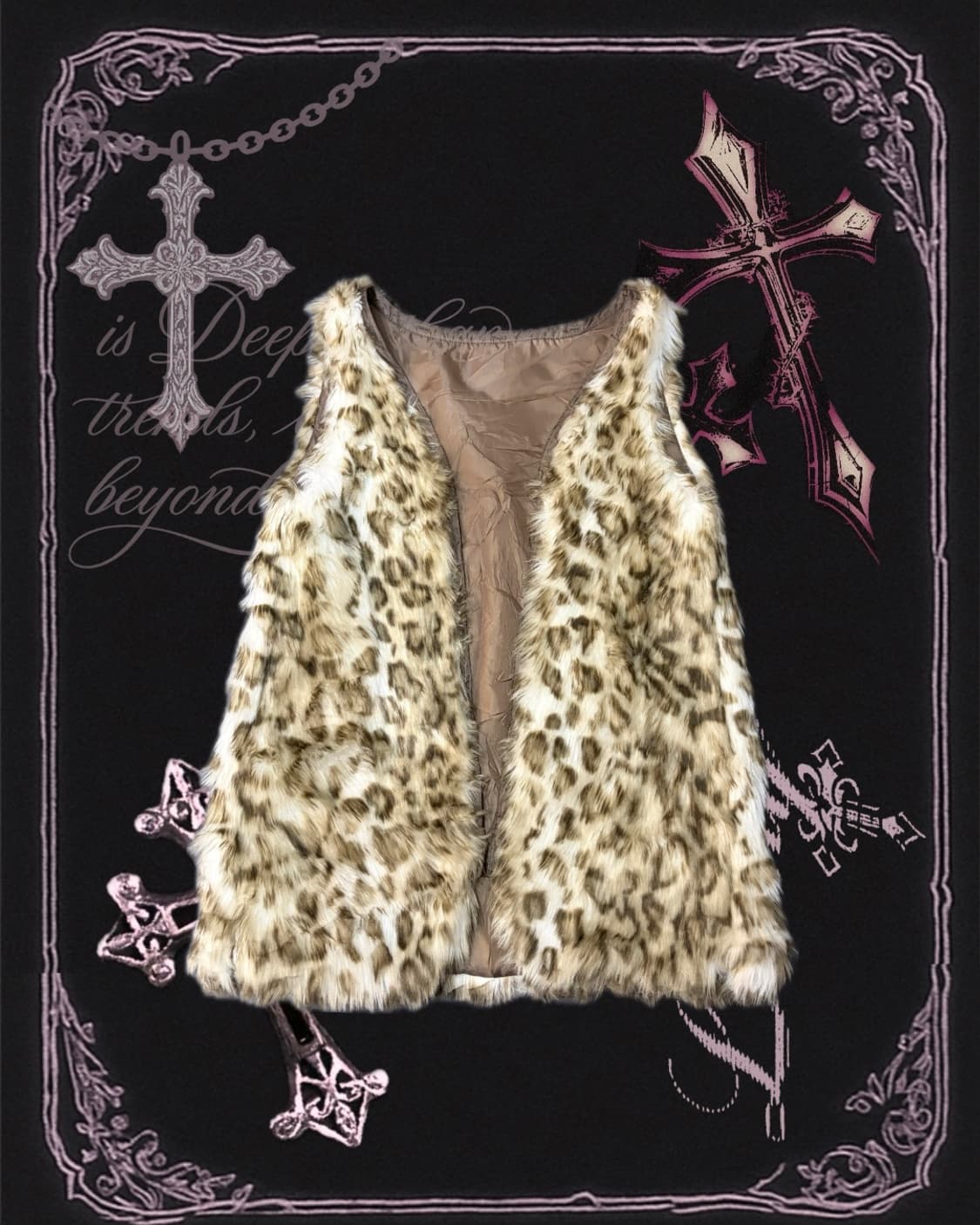 JPN Leopard Layered Fur vest  상품이미지4