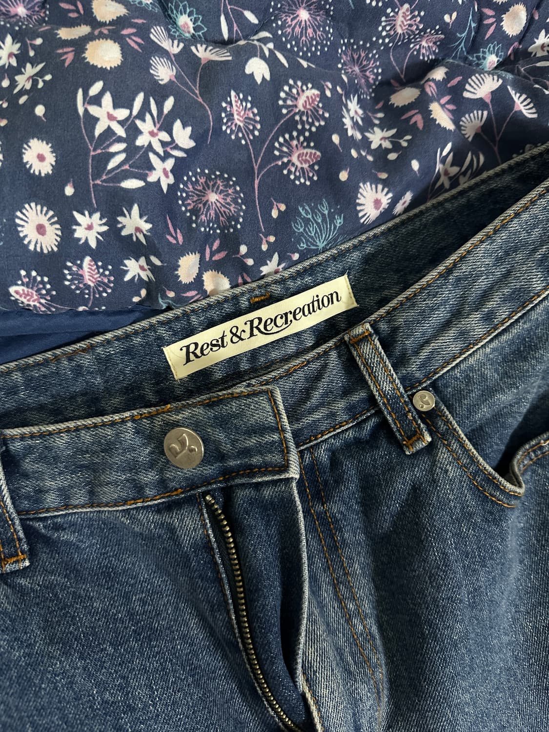 rest&recreation RR logo wide jeans blue 상품이미지5