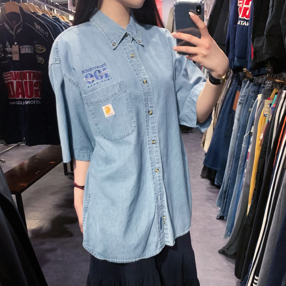 [IM] Carhartt 칼하트 데님 반팔 셔츠 연청 상품이미지4