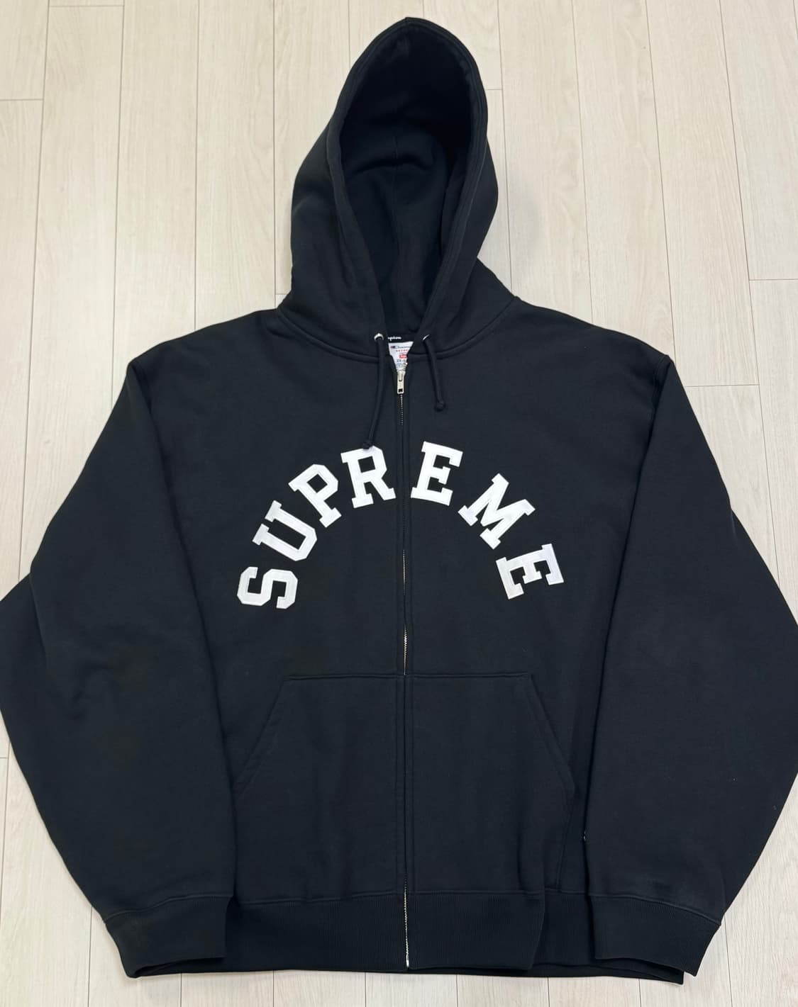 슈프림 x 챔피온 집업 후드 스웨트셔츠 블랙 (2xl) 상품이미지2