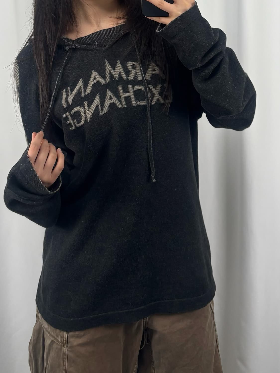 아르마니 익스체인지 빅로고 니트 후드 상품이미지1