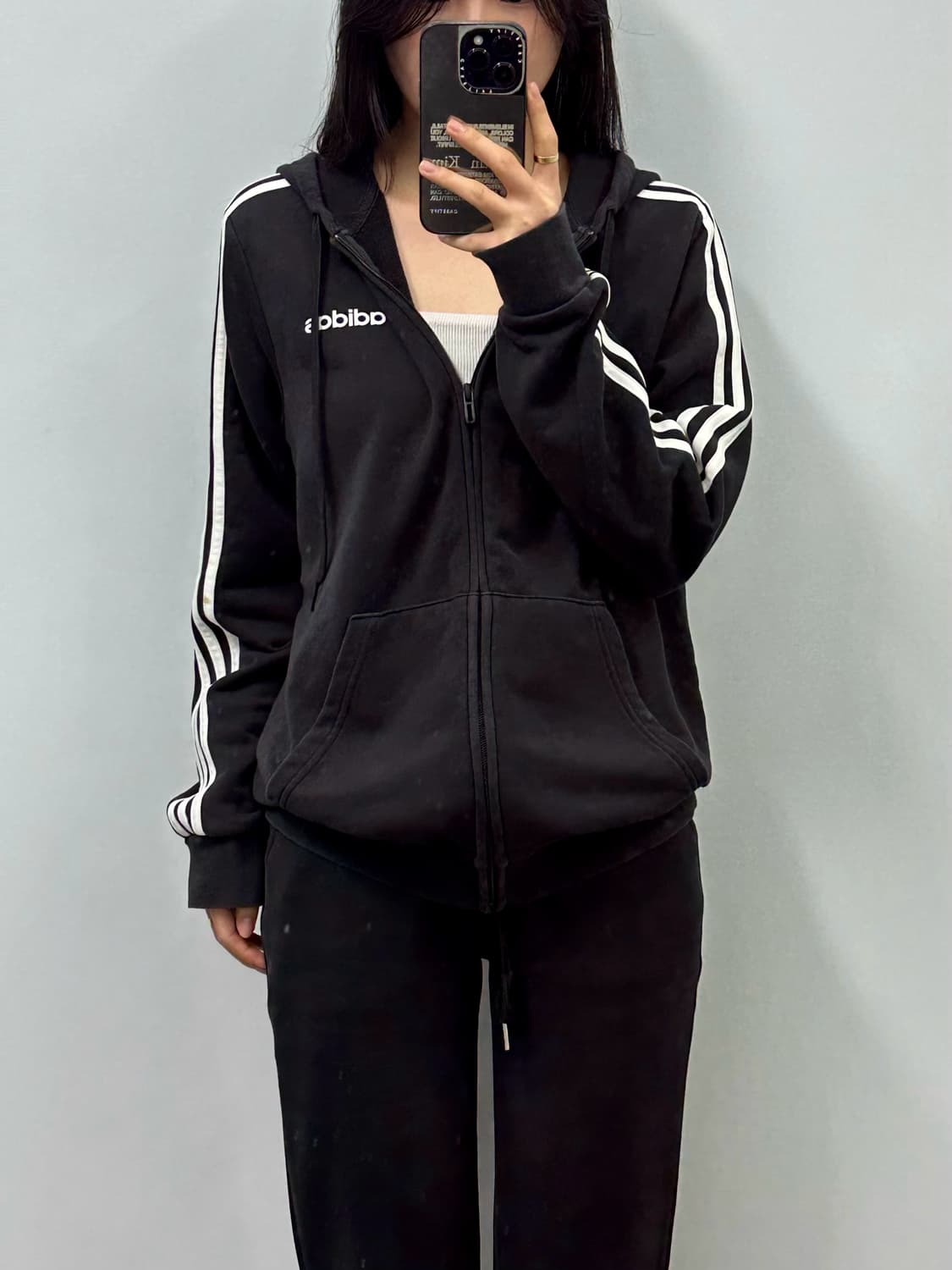 아디다스 사이드라인 블랙 후드집업 상품이미지1