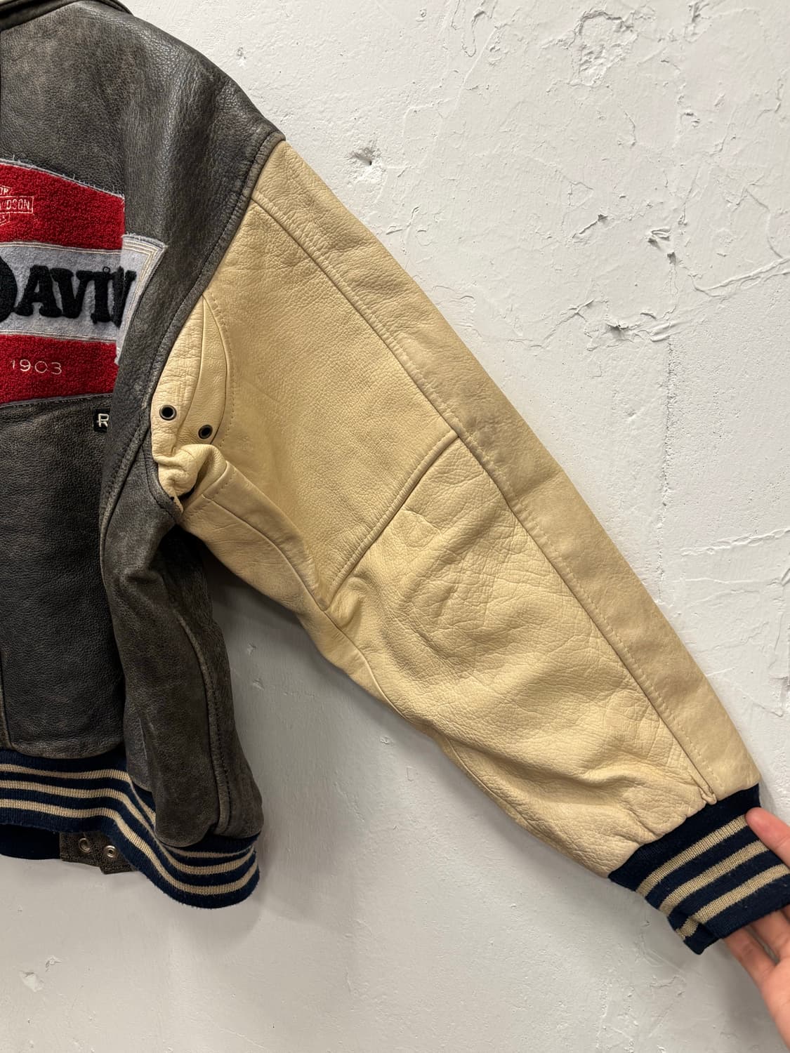 M) 90s Harley-Davidson Leather Varsity J 상품이미지7