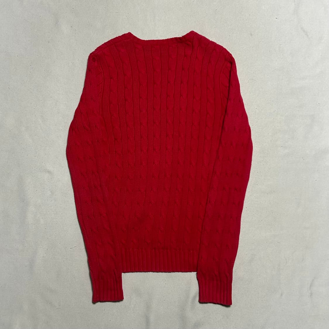 M 폴로랄프로렌 스포츠 여성용 레드 케이블 브이넥 니트 상품이미지3