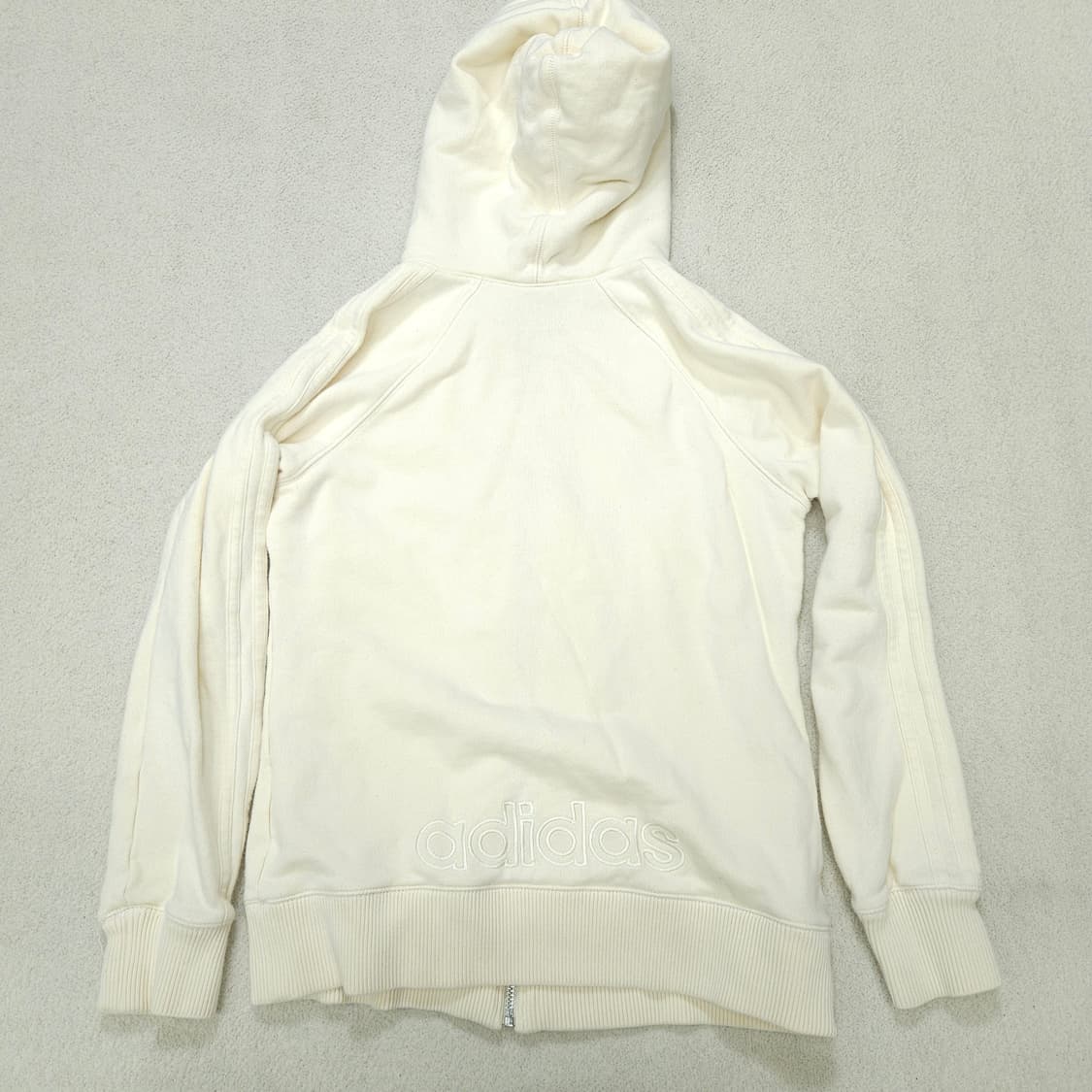 아디다스 삼선 퍼 후드 집업 아이보리 상품이미지2