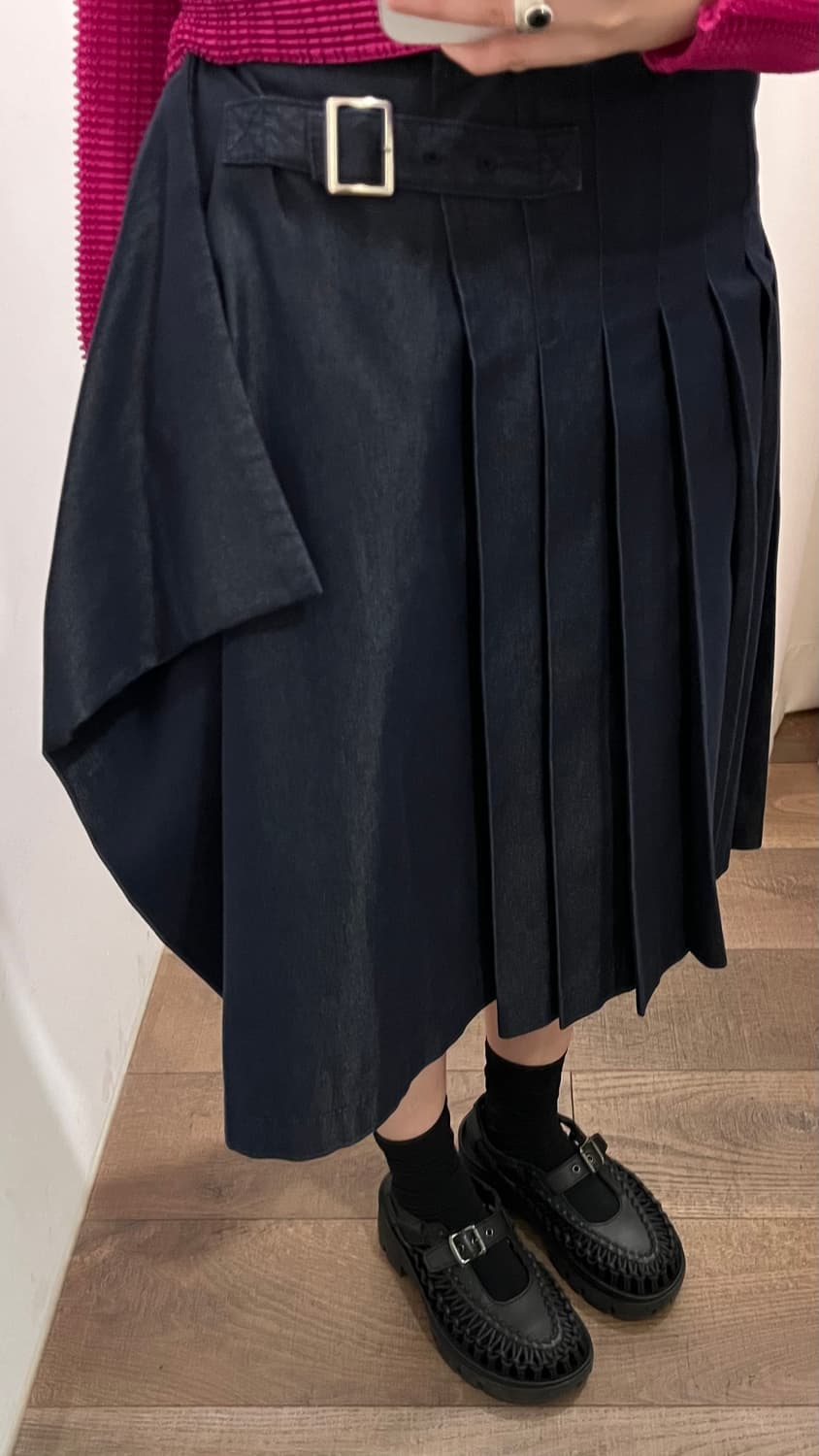 Denim Pleats Transformed Skirt 상품이미지3