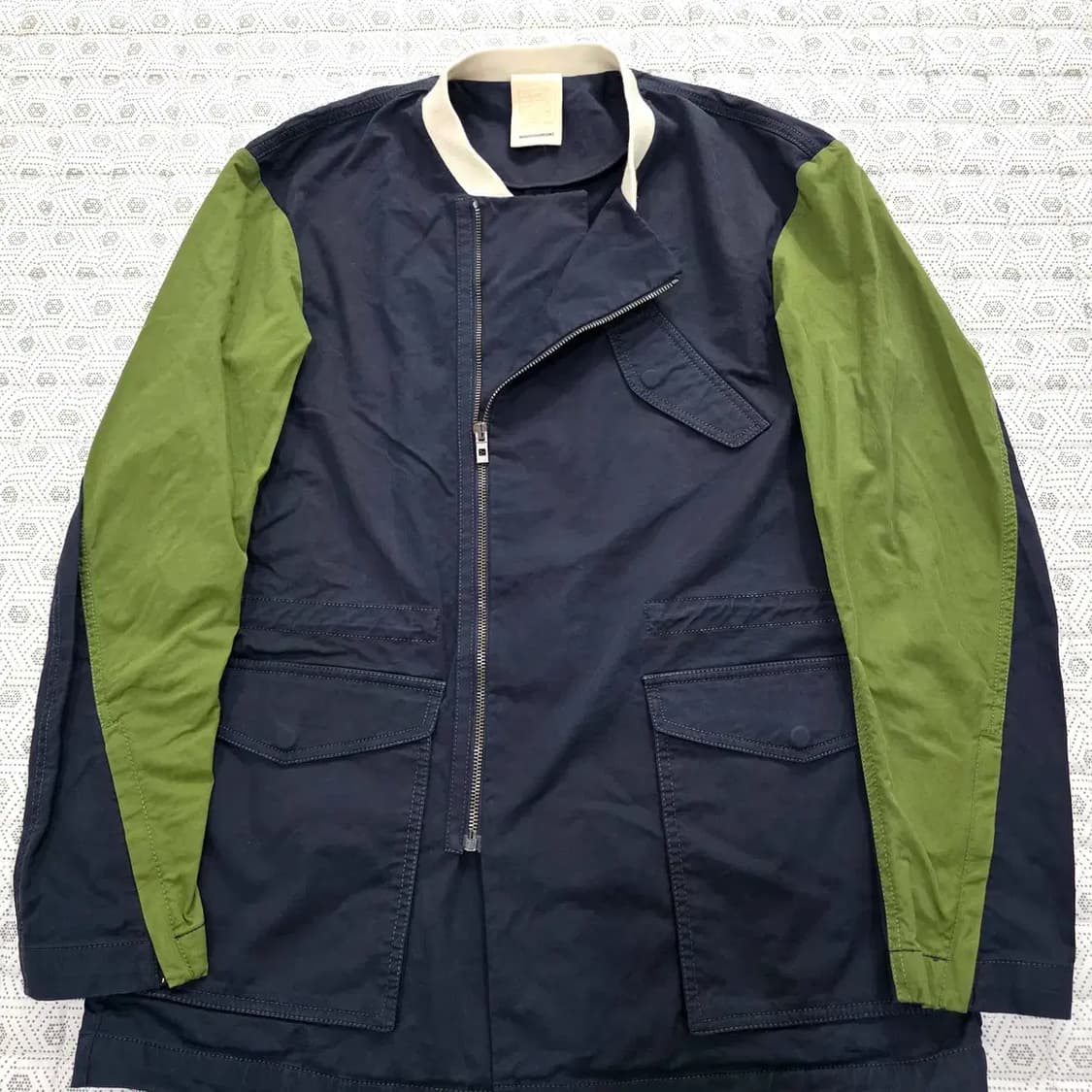 우영미 네이비/그린 배색 블루종 자켓 100 상품이미지4