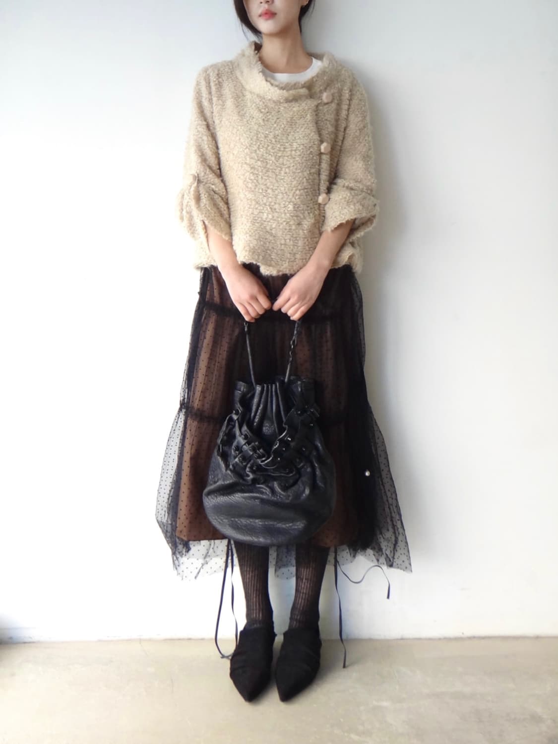 Fold neck button jacket / beige 상품이미지4