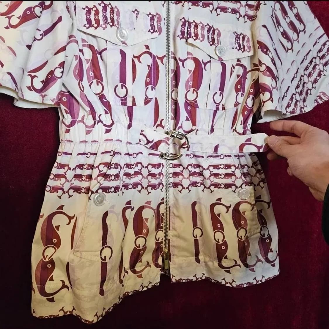 구찌(GUCCI) 실크 집업 카라넥 벨티드 자켓 38 상품이미지2