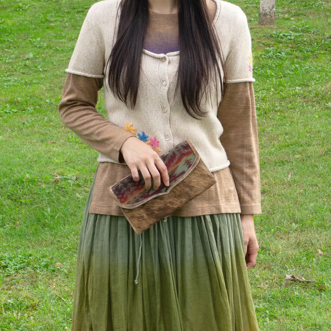 웨스턴 헤어카우 & 네이티브 울 패턴 지갑 상품이미지2