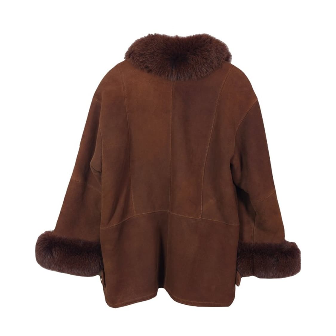 빈티지 리얼 레더 폭스퍼 트리밍 하프 무스탕 자켓 L 상품이미지2