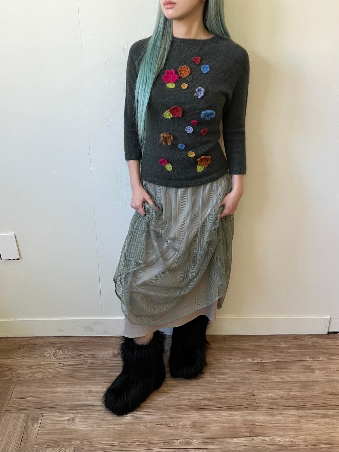 폴스미스 아트 플라워 모헤어 스웨터 상품이미지5