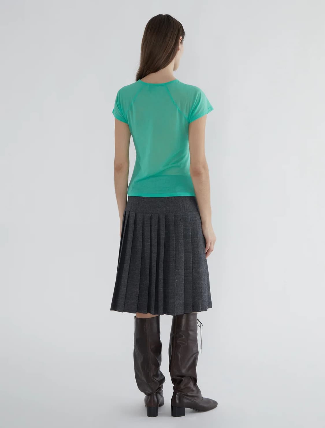 (34,36) 팔로마울 Plugin 울 미디 플리츠 스커트 / 그레이 상품이미지2