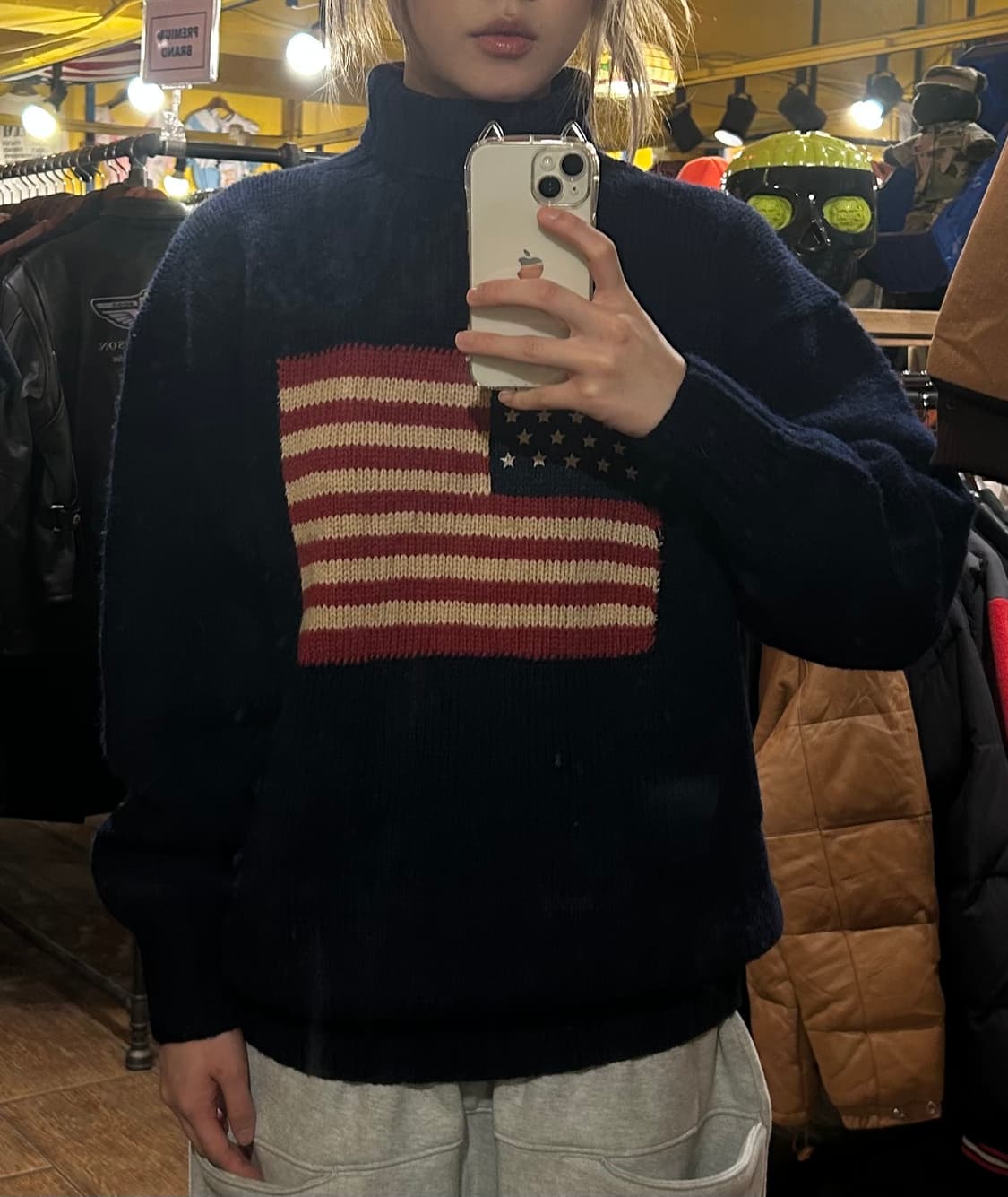 [HI] 폴로 성조기 니트 네이비 상품이미지2