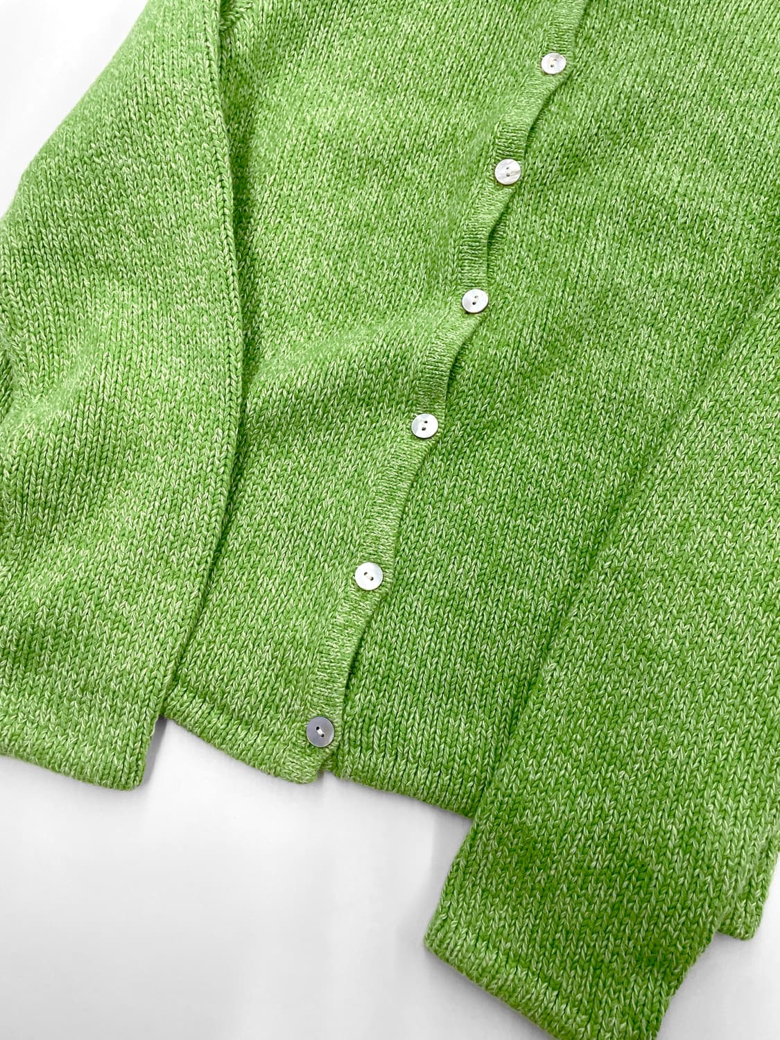 빈티지 엘엘빈 멜란지 애플 그린 코튼 니트 가디건 상품이미지7
