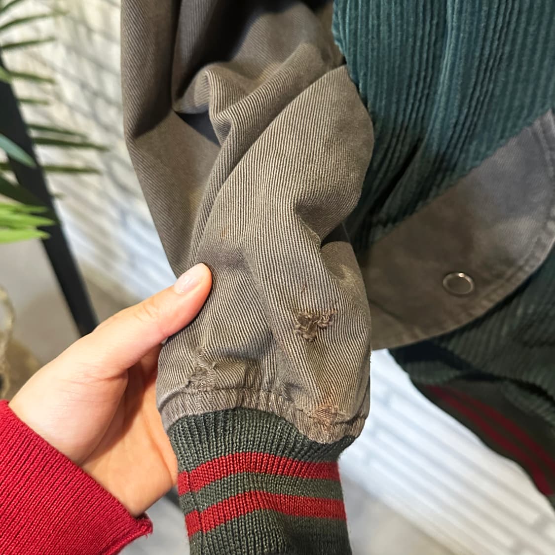 JPN VINTAGE 코듀로이 블루종 자켓 어스톤 배색 디테일 딥그린 상품이미지7